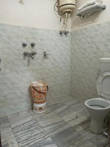 a bathroom with a toilet and a sink at Hotel Alka in Varanasi +85 photos