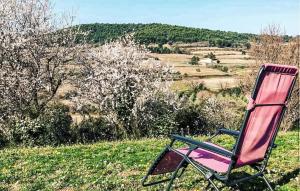 a pink chair sitting on top of a field at Amazing Home In Vinsobres in Vinsobres +9 photos