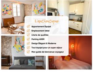 a collage of pictures of a kitchen and a room at L'authentique - Centre - Calme - Équipé - Basque in Bayonne