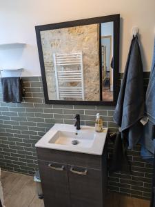 a bathroom with a sink and a mirror at 2 Pièces Neuf Centre Ville, Magny Compiègne in Margny-lès-Compiègne +7 photos