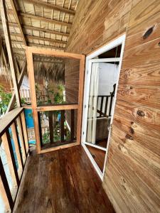 a view of the inside of a tiny house at Mango House Detox studio in Cabarete