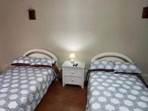 two beds sitting next to each other in a bedroom at Hogar Parroquia in Guatemala +2 photos
