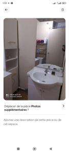 une salle de bain avec un lavabo et un miroir dans l'établissement Résidence avec piscine sur quai avec bateau, au Cap d'Agde