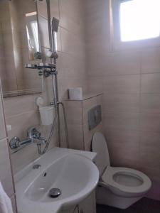 a small bathroom with a toilet and a sink at ЕкоПойнт in Chernomorets