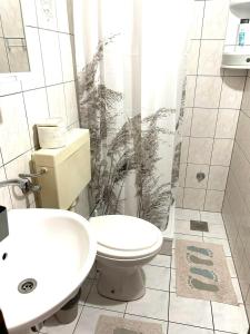 a bathroom with a toilet and a sink at Apartment studio Rosi 1, with free public parking in a quiet location in Pula