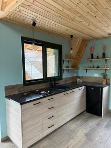 Kuchyň nebo kuchyňský kout v ubytování Mountain Glamping Cabin With Kids Playground and Pool