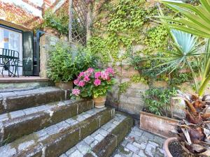 a set of stairs with flowers and plants at Sant'Anna Del Volterraio - Papaveri 7 in SantʼAnna