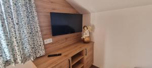 Televízia a/alebo spoločenská miestnosť v ubytovaní Appartement Grubhof
