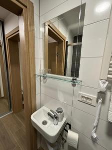 a bathroom with a sink and a mirror at Vila Dora B&B in Požega +102 photos
