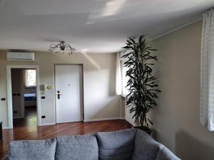 a living room with a couch and a plant at Villa Radi Cornaredo Rho Fiera in Cornaredo