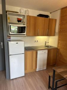 Η κουζίνα ή μικρή κουζίνα στο logement chaleureux 1 chamb pied des pistes