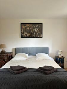 Postel nebo postele na pokoji v ubytování Chateau de Lestang