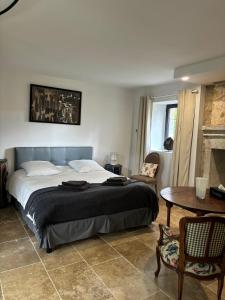 Postel nebo postele na pokoji v ubytování Chateau de Lestang