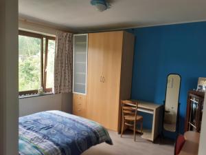a bedroom with a bed and a desk and a chair at Maison d'hôte in Grez-Doiceau