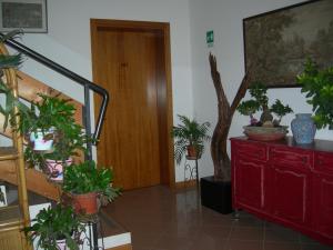 une chambre avec des plantes en pot sur les escaliers et un escalier dans l'établissement Agriturismo Villa Serena, à Vigonovo