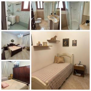 a collage of photos of a bedroom and a bathroom at Casa vacanza da Maria in Petrosino