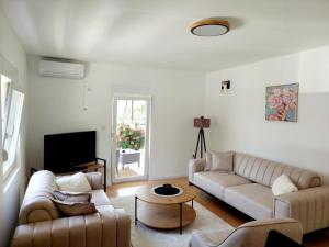 a living room with two couches and a tv at Darija 1 in Herceg-Novi