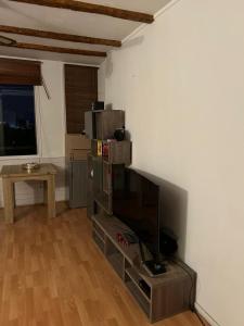 ムードンにあるAppartement 2chambres 1salon 58m carré , Medon proche de parisのリビングルーム(エンターテイメントセンター内の薄型テレビ付)