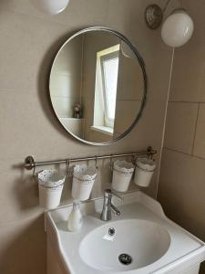 a bathroom with a sink and a mirror at Apartment Letica 2 in Malinska +14 photos