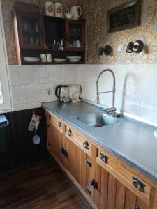 a kitchen with a sink and a counter top at Mooiste Stekkie in Zeyen