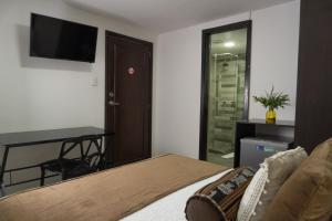 Televiisor ja/või meelelahutuskeskus majutusasutuses Hotel Alamos Del Parque