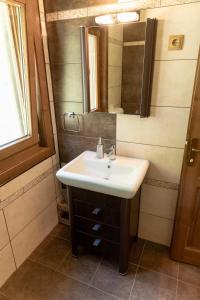 un bagno con lavandino e specchio di Paltán Vendégház a Borzont Altre 43 foto