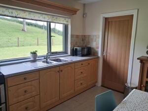 una cucina con un lavandino e una finestra di Gateway to Glaslough a Monaghan