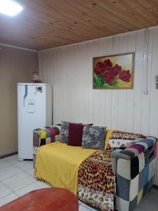 Postel nebo postele na pokoji v ubytování Kitnet Sonho Meu