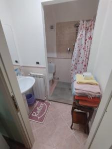 a bathroom with a shower and a sink and a toilet at Casa Claudia in Capannori +17 photos