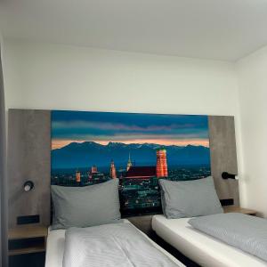 Postel nebo postele na pokoji v ubytování Rimedya Hotel - an der Messe München
