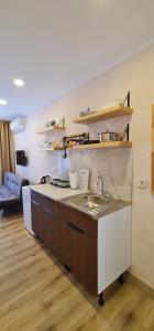 Kuchyň nebo kuchyňský kout v ubytování Dila Apart Hotel