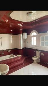 アレクサンドリアにあるVilla rosy north coastの浴槽、トイレ、洗面台を備えたバスルーム