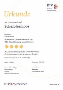 Certifikát, hodnocení, plakát nebo jiný dokument vystavený v ubytování Scheiblesmoos 4 Sterne