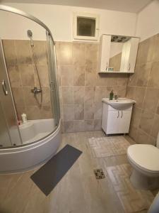 Koupelna v ubytování Old Square Apart