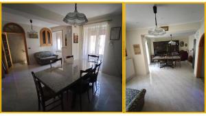 two pictures of a dining room and a living room at CASA LaCosta in Pettoranello di Molise