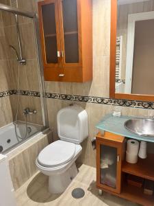 a bathroom with a toilet and a sink at La Nala in Villaviciosa