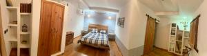 a bedroom with a bed in a room with a hallway at Casa rural la grulla in Montmesa