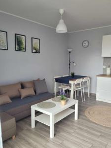 a living room with a couch and a table at Apartament Wałowa 4 in Wejherowo