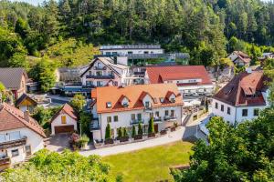 an aerial view of a town with houses and trees at Landhotel Sternwirt - Das Wellnesshotel zwischen Nürnberg und Amberg in Högen