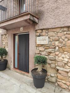 a building with two potted plants in front of it at Ca la Marta in Santa Liña