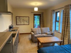 a kitchen and living room with a couch and a table at Twin Lakes Studio Apt in Carrickmacross