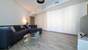 カーラ・デ・フィネストラットにあるVILA PARK Rooftop Apartmentのソファとテレビのあるリビングルーム