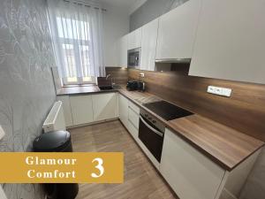 Kuchyň nebo kuchyňský kout v ubytování EFIPA Glamour Apartments