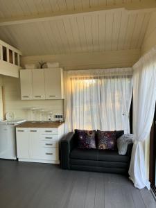 OgureckajaLangino Land的客厅里有一张沙发和一个厨房