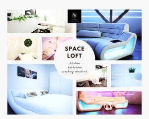 SECRET HIDEAWAYS Space Loft Wohndesign auf 2 Etagen l 450m bis Uni في دويسبورغ: مجموعة صور غرفة بسرير وأثاث