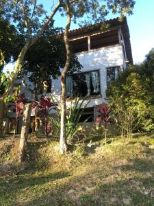 ラブラス・ノーヴァスにあるChalé da Mata Lavras Novasの前に木がある家