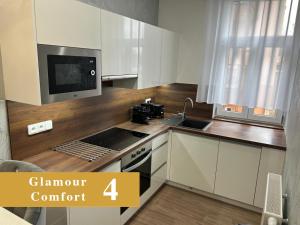 Kuchyň nebo kuchyňský kout v ubytování EFIPA Glamour Apartments
