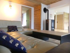 拉布雷斯LE MASSIF - Appartements tout confort avec vue的带沙发和桌子的客厅