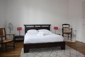 a bedroom with a bed with two white pillows at Le Nid Gambetta in Nevers