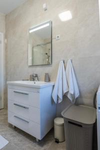 a bathroom with a white sink and a mirror at Lusi in Otočac